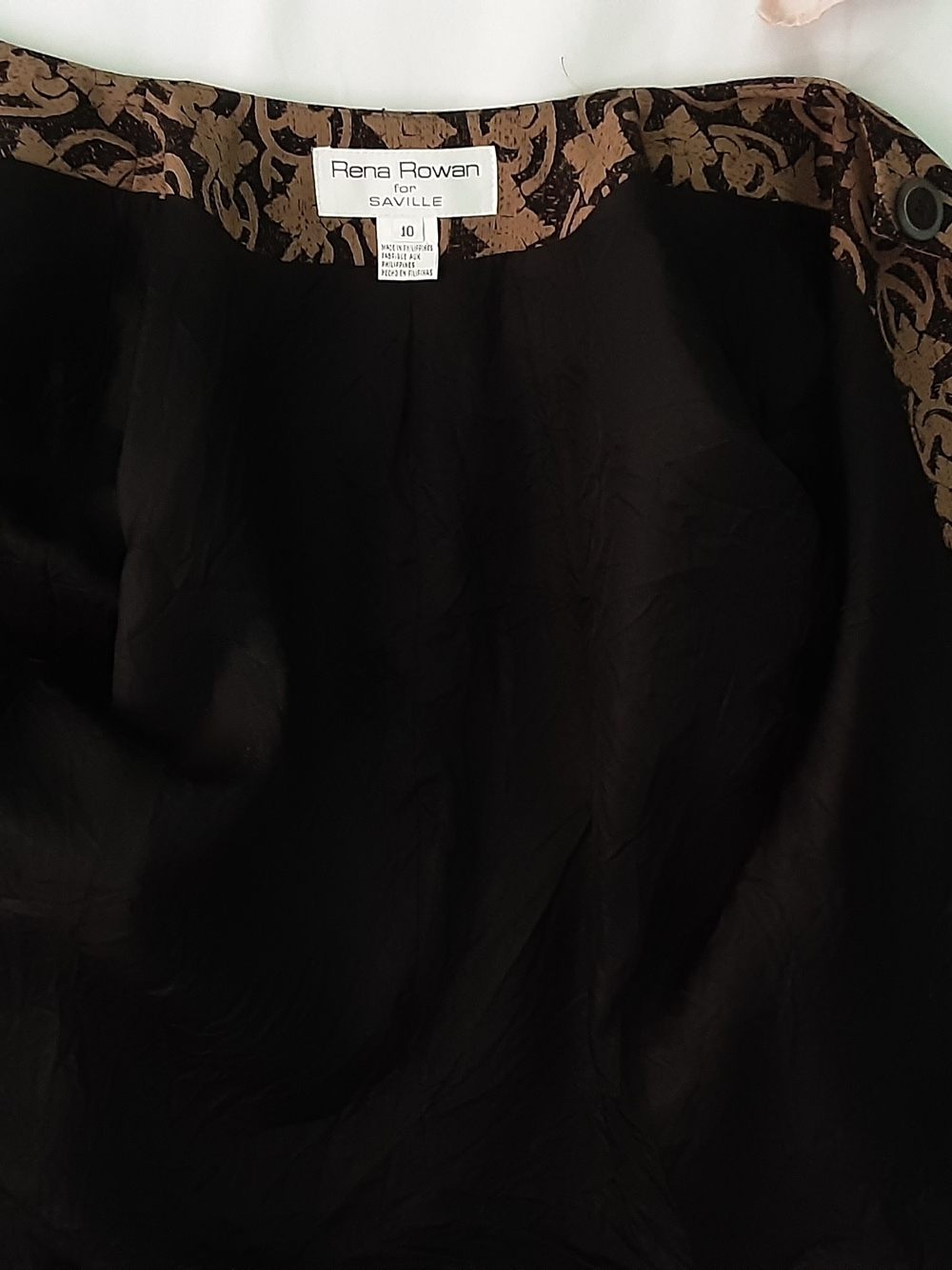 Rena Rowan Black Blazer with Brown Brocade Trim